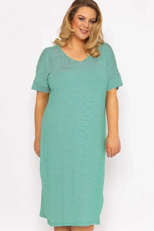 Ulla Popken Green Striped Jersey Dress*Women Dresses & Jumpsuits