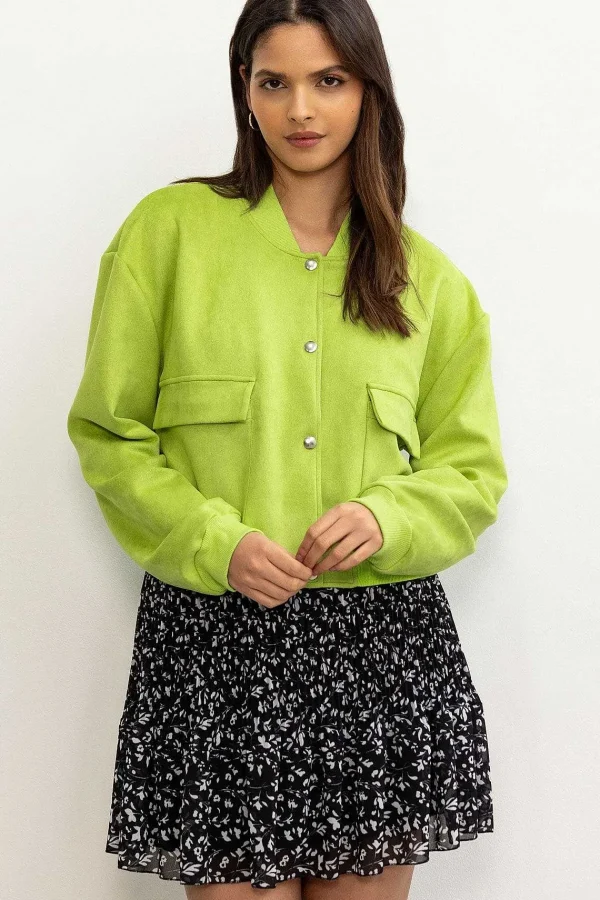 Pala D'oro Sport Green Suede Bomber Jacket*Women Coats & Jackets