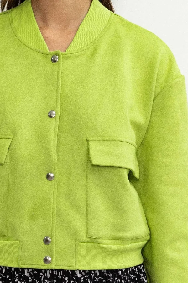 Pala D'oro Sport Green Suede Bomber Jacket*Women Coats & Jackets