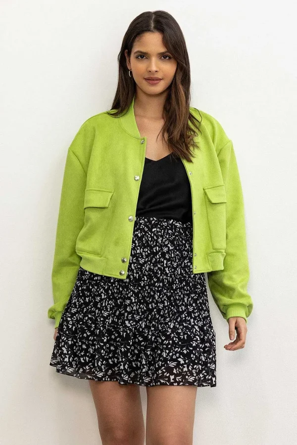 Pala D'oro Sport Green Suede Bomber Jacket*Women Coats & Jackets