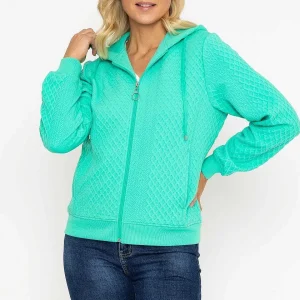 Voulez Vous Green Textured Jersey Hoodie*Women Coats & Jackets