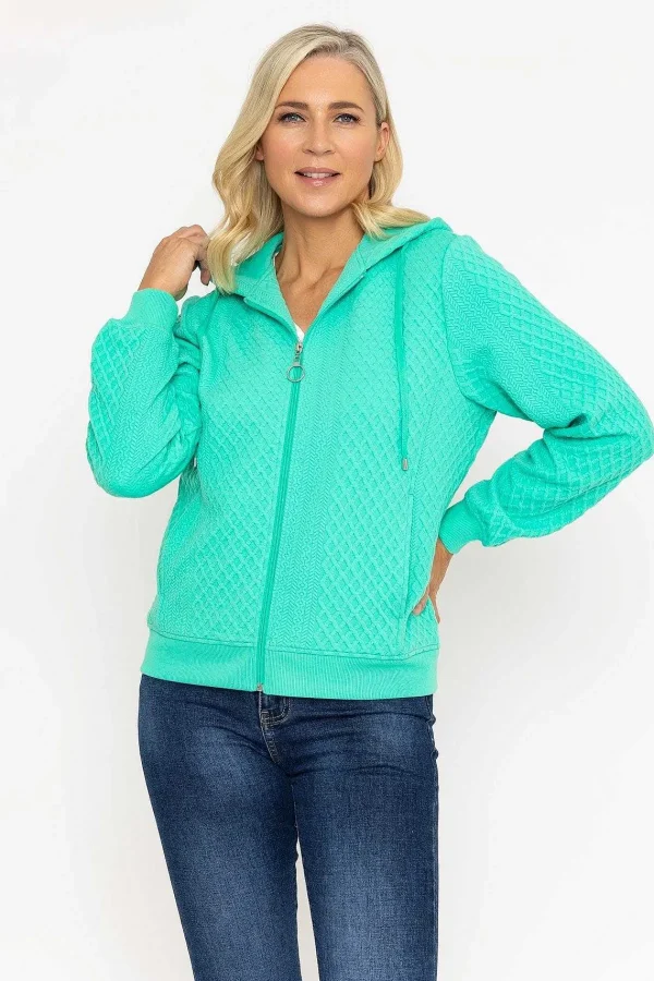 Voulez Vous Green Textured Jersey Hoodie*Women Coats & Jackets
