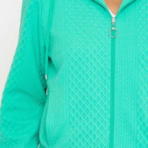Voulez Vous Green Textured Jersey Hoodie*Women Coats & Jackets