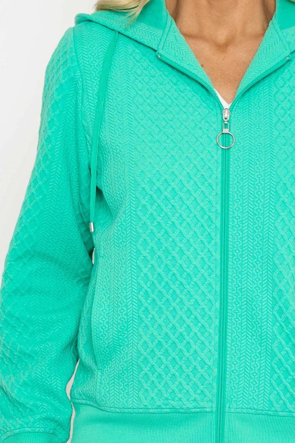 Voulez Vous Green Textured Jersey Hoodie*Women Coats & Jackets