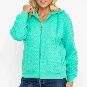Voulez Vous Green Textured Jersey Hoodie*Women Coats & Jackets