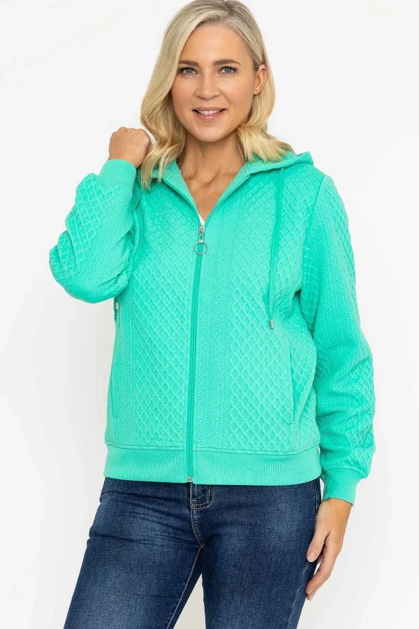 Voulez Vous Green Textured Jersey Hoodie*Women Coats & Jackets