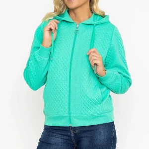 Voulez Vous Green Textured Jersey Hoodie*Women Coats & Jackets