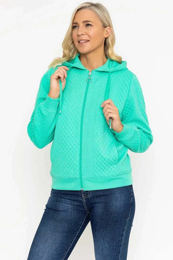 Voulez Vous Green Textured Jersey Hoodie*Women Coats & Jackets