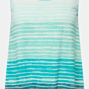 Ulla Popken Green Tie-Dye Style Striped Vest Top*Women Tops & Blouses