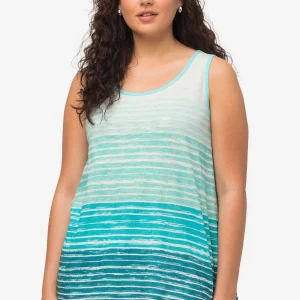 Ulla Popken Green Tie-Dye Style Striped Vest Top*Women Tops & Blouses