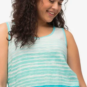 Ulla Popken Green Tie-Dye Style Striped Vest Top*Women Tops & Blouses
