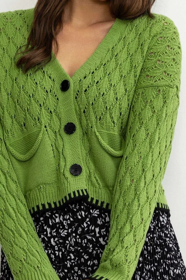 Pala D'oro Sport Green Tipped Edge Cardigan*Women Jumpers & Cardigans