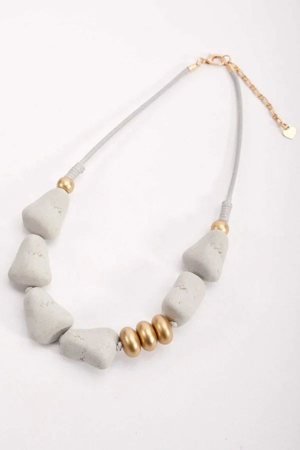 Soul Jewellery Grey And Gold Stone Necklace* Necklaces