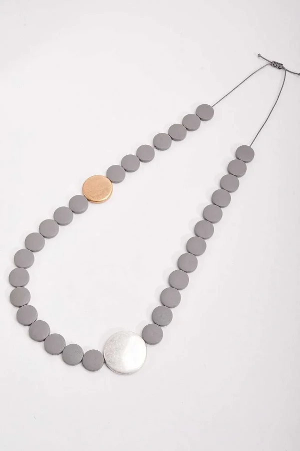 Soul Jewellery Grey Beaded Necklace With Adjustable Knot* Necklaces