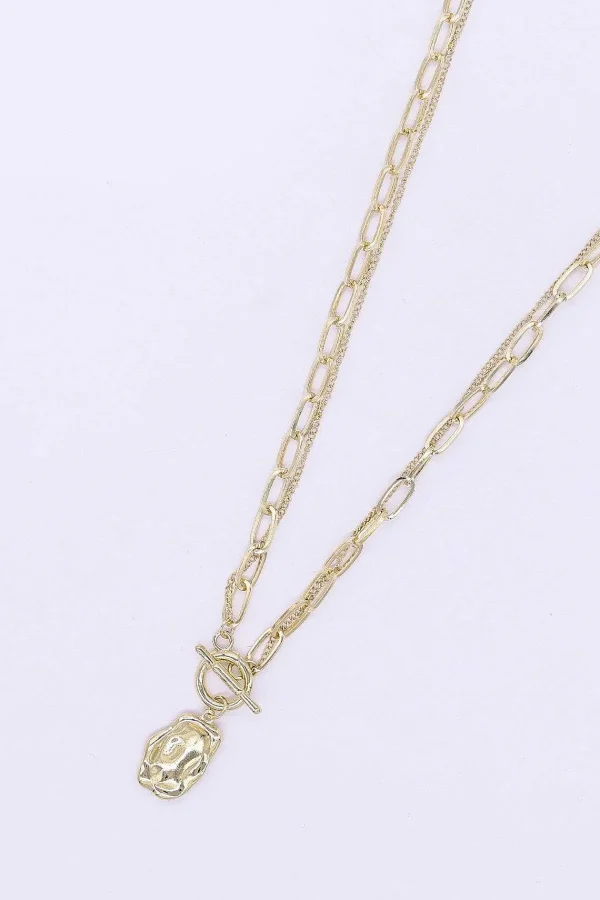 Joularie Hammered Pendant In Gold* Necklaces