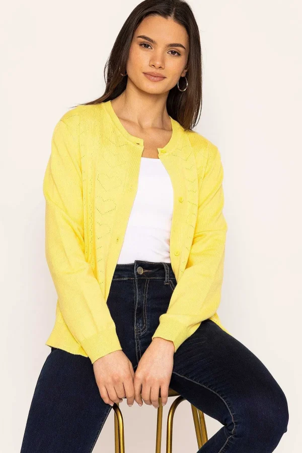 Kelly & Grace Weekend Heart Cardigan In Yellow*Women Jumpers & Cardigans
