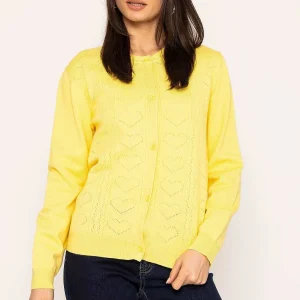 Kelly & Grace Weekend Heart Cardigan In Yellow*Women Jumpers & Cardigans