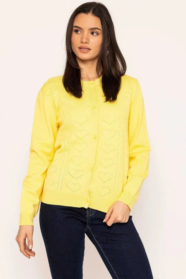 Kelly & Grace Weekend Heart Cardigan In Yellow*Women Jumpers & Cardigans
