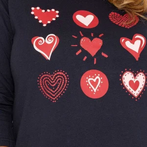 Ulla Popken Hearts Print Top In Navy*Women Tops & Blouses