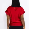 Pala D'oro High Neck Sateen Top In Red*Women Tops & Blouses
