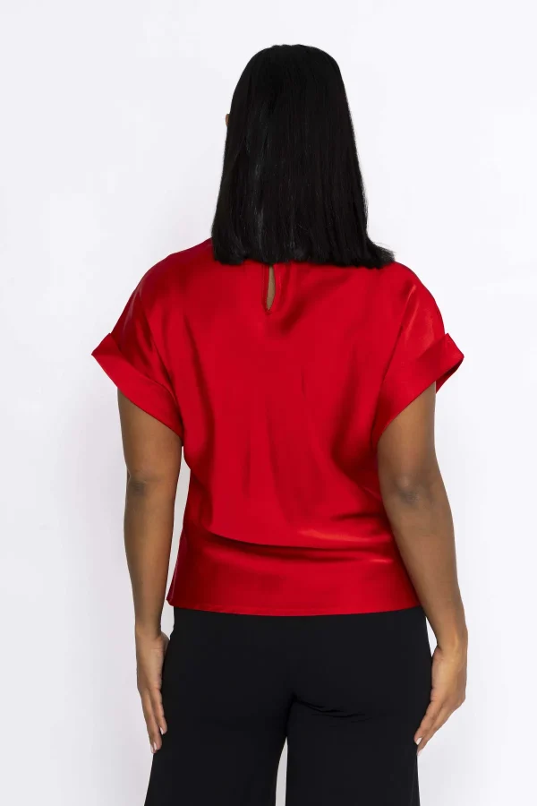 Pala D'oro High Neck Sateen Top In Red*Women Tops & Blouses