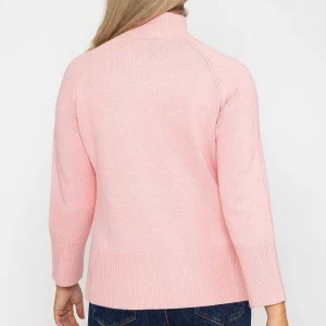 Kelly & Grace Weekend High Neck Split Hem Knit In Pink*Women Jumpers & Cardigans