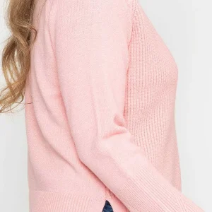 Kelly & Grace Weekend High Neck Split Hem Knit In Pink*Women Jumpers & Cardigans