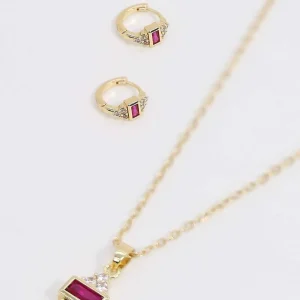 Joularie Hinged Hoop Earrings With Red Stone* Earrings