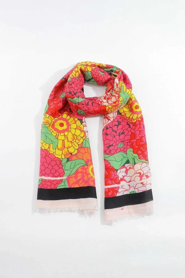 SOUL Accessories Hydrangea Print Scarf In Pink* Accessories