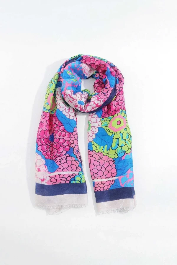 SOUL Accessories Hydrangea Print Scarf In Navy* Accessories