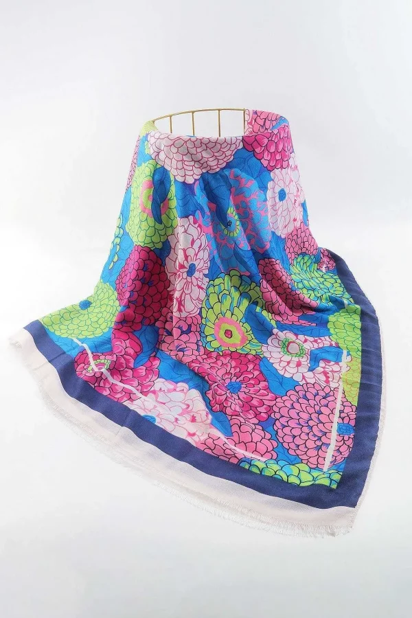 SOUL Accessories Hydrangea Print Scarf In Navy* Accessories