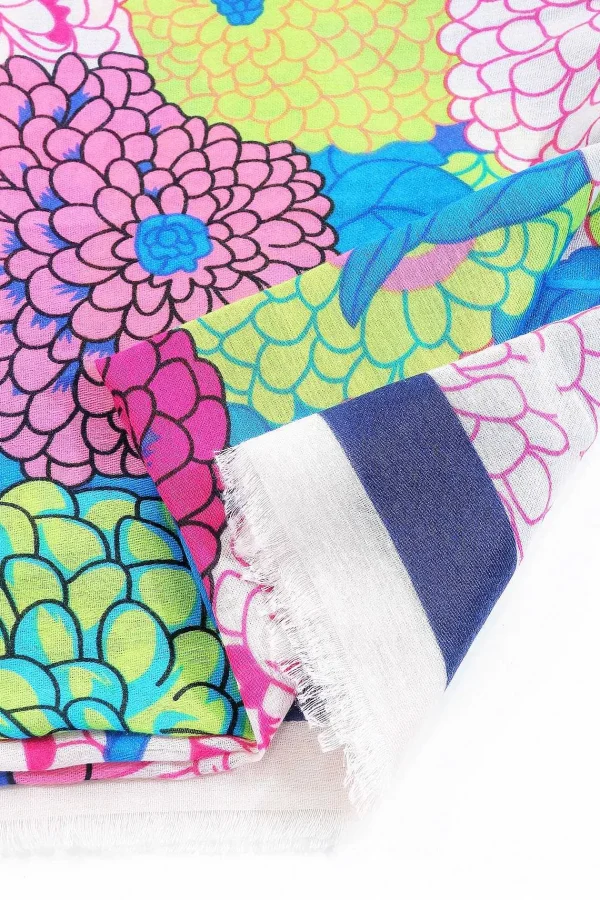 SOUL Accessories Hydrangea Print Scarf In Navy* Accessories