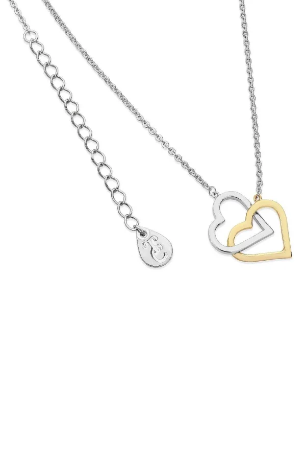 Tipperary Crystal Jewellery Interlinked Two Tone Heart Necklace* Boxed Gifts