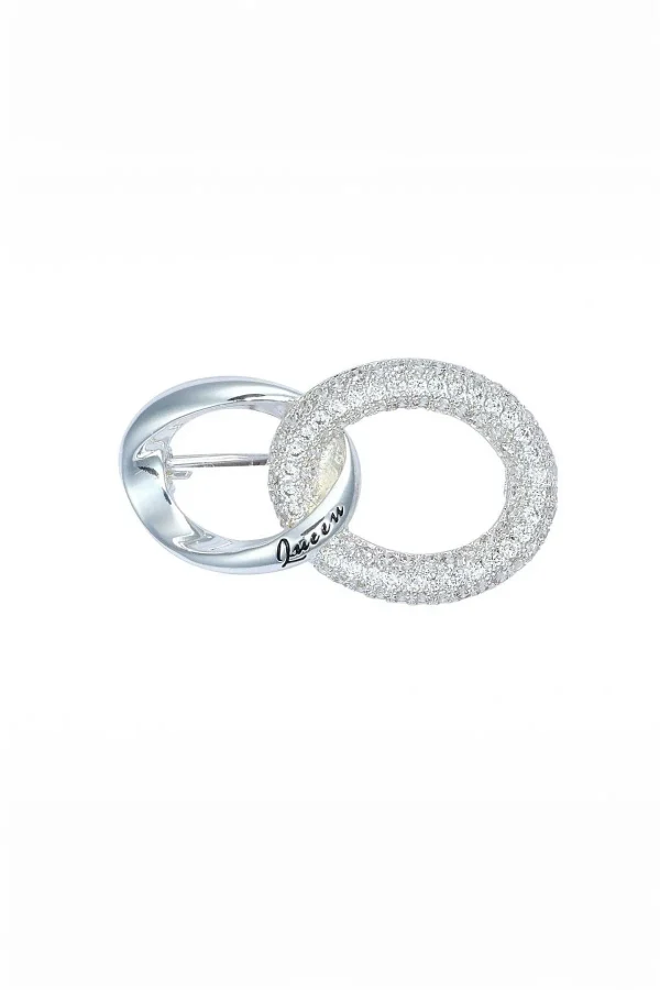 Knight & Day Interlinking Oval Silver Brooch* Contemporary Style