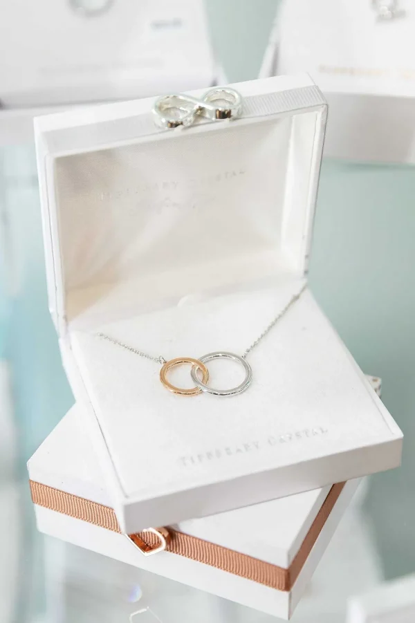 Tipperary Crystal Jewellery Interlocking Circles Pendant In Silver* Boxed Gifts
