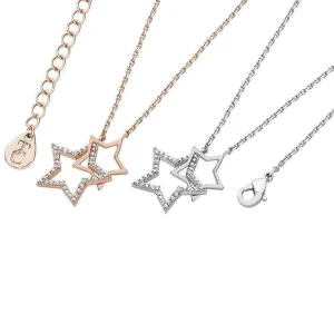 Tipperary Crystal Jewellery Interlocking Star Pendant In Rose Gold* Boxed Gifts