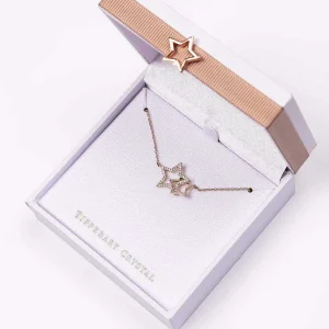 Tipperary Crystal Jewellery Interlocking Star Pendant In Rose Gold* Boxed Gifts