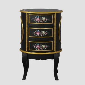 Carraig Donn HOME Isabel Round Black 3 Drawer Cabinet* Homeware