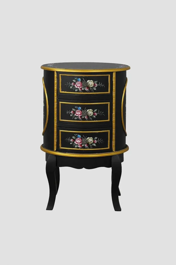 Carraig Donn HOME Isabel Round Black 3 Drawer Cabinet* Homeware