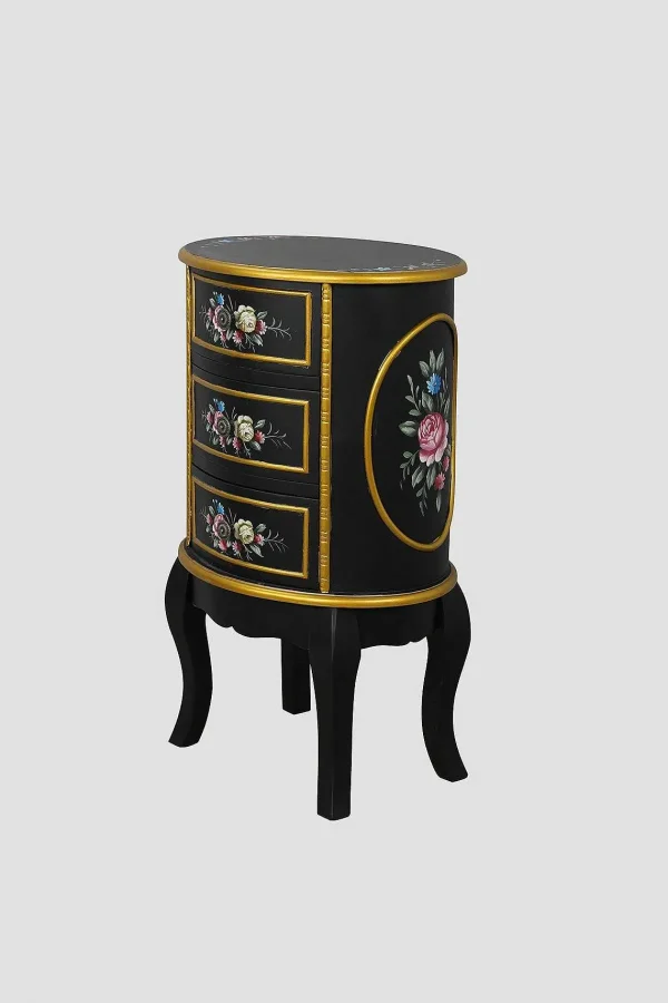 Carraig Donn HOME Isabel Round Black 3 Drawer Cabinet* Homeware