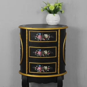 Carraig Donn HOME Isabel Round Black 3 Drawer Cabinet* Homeware