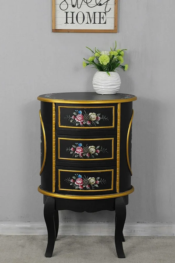 Carraig Donn HOME Isabel Round Black 3 Drawer Cabinet* Homeware