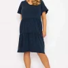 Ulla Popken Jersey Knee Length Dress In Navy*Women Dresses & Jumpsuits