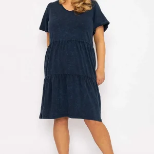 Ulla Popken Jersey Knee Length Dress In Navy*Women Dresses & Jumpsuits