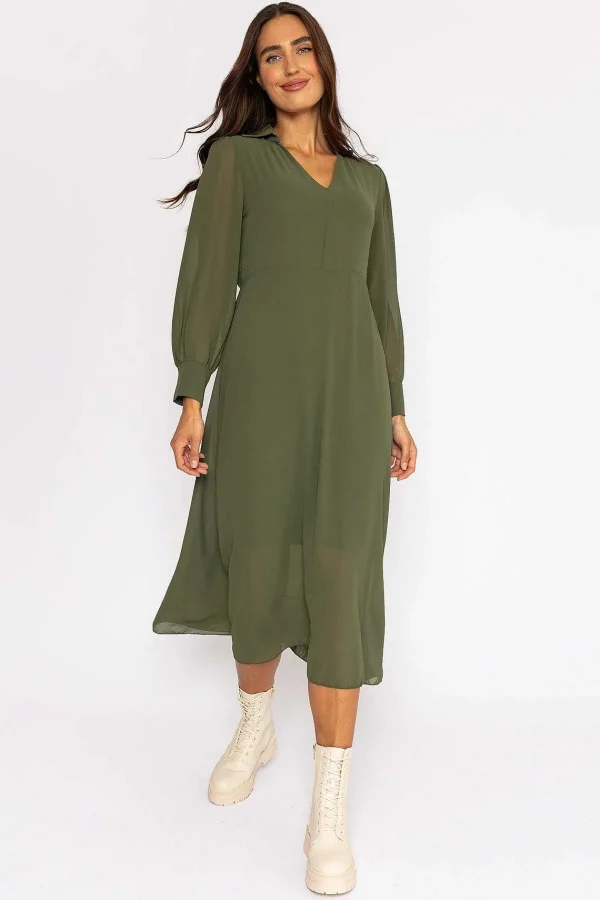 Pala D'oro Jodie Midi Dress In Khaki* Sale Dresses
