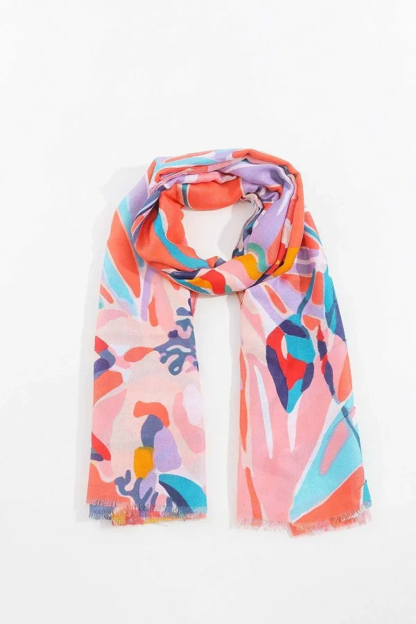 SOUL Accessories Jungle Leave Scarf In Coral* Accessories
