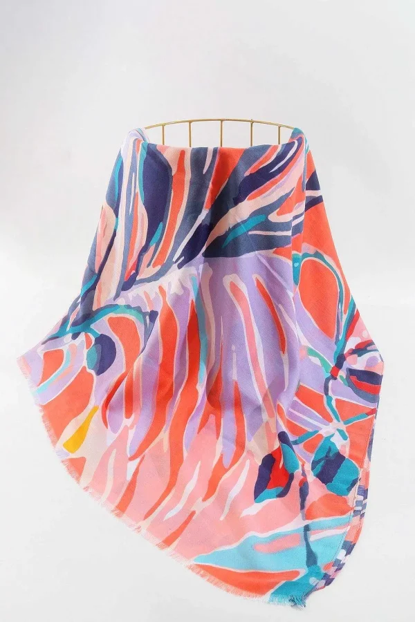 SOUL Accessories Jungle Leave Scarf In Coral* Accessories