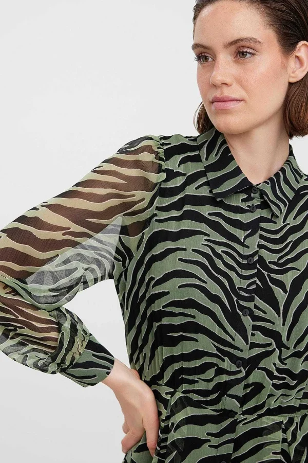 Vero Moda Kaya Shirt Dress In Green Print*Women Dresses & Jumpsuits