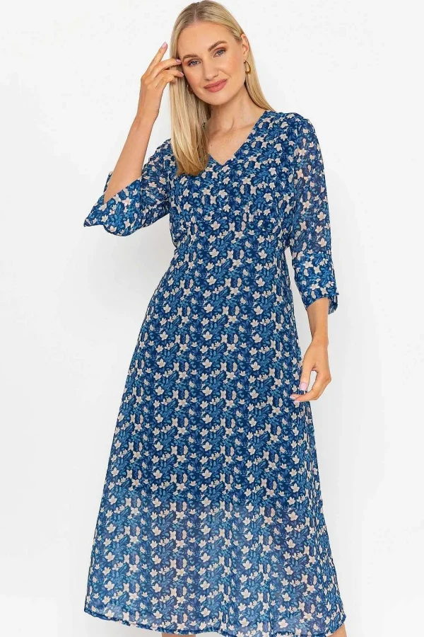 Pala D'oro Kerry Midi Dress In Navy Print*Women Dresses & Jumpsuits
