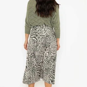 Pala D'Oro Khaki Animal Print Pleated Skirt*Women Skirts & Shorts